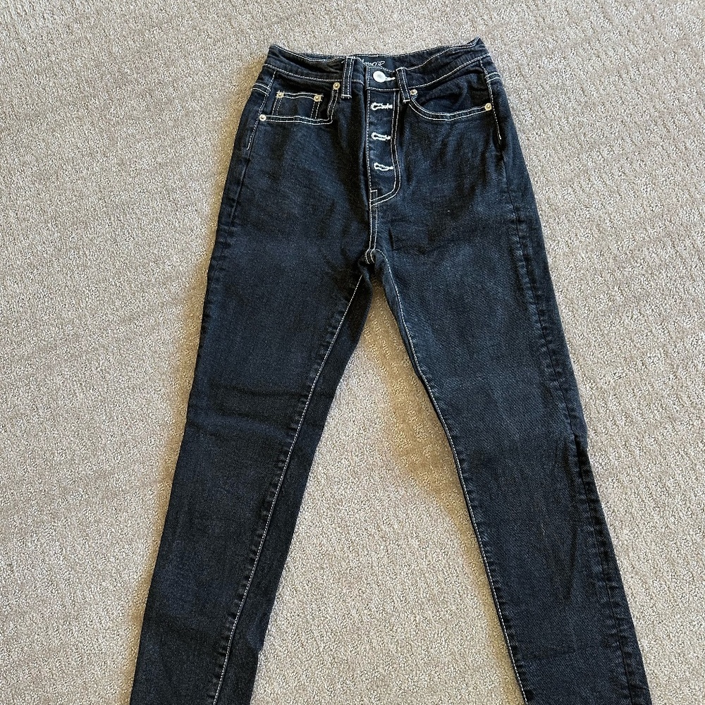 Amour Black Jeans with White Stitching